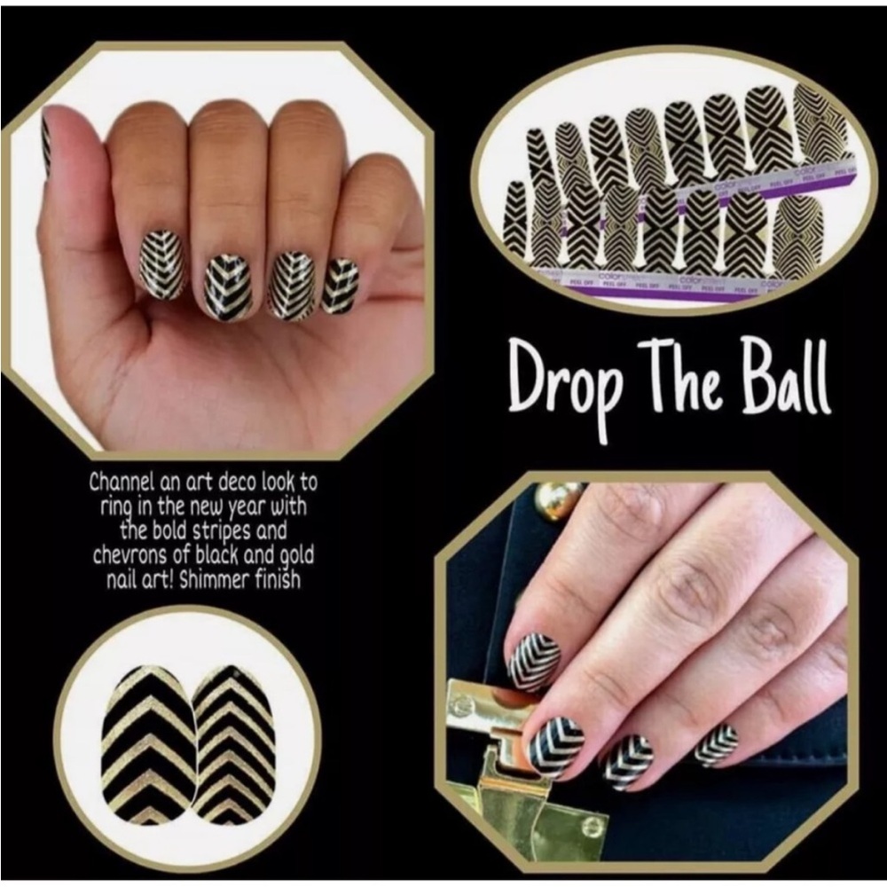 Color Street 100% real nail polish strips DROP THE BALL FDS581 16 count